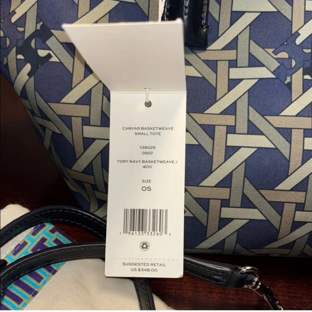 Tory Burch Blue and Cream Tote Bag, NWT